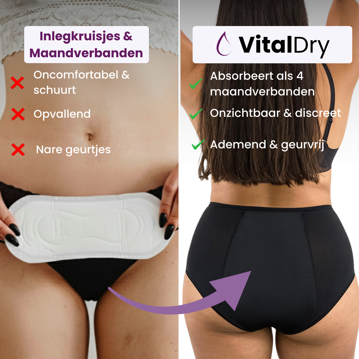 VitalDry® | Lekvrij Ondergoed (5-Pack) | Hoge Taille