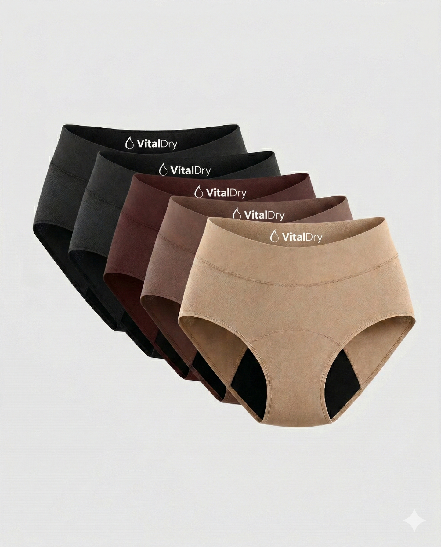 VitalDry® | Lekvrij Ondergoed (5-Pack) | Hoge Taille