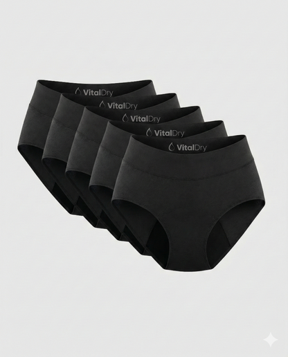 VitalDry® | Lekvrij Ondergoed (5-Pack) | Hoge Taille