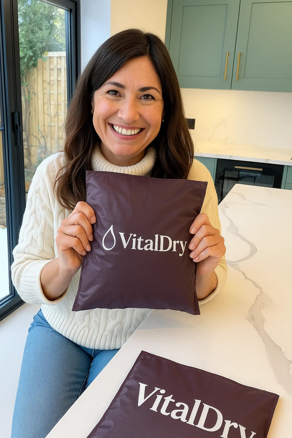 Happy customer with product